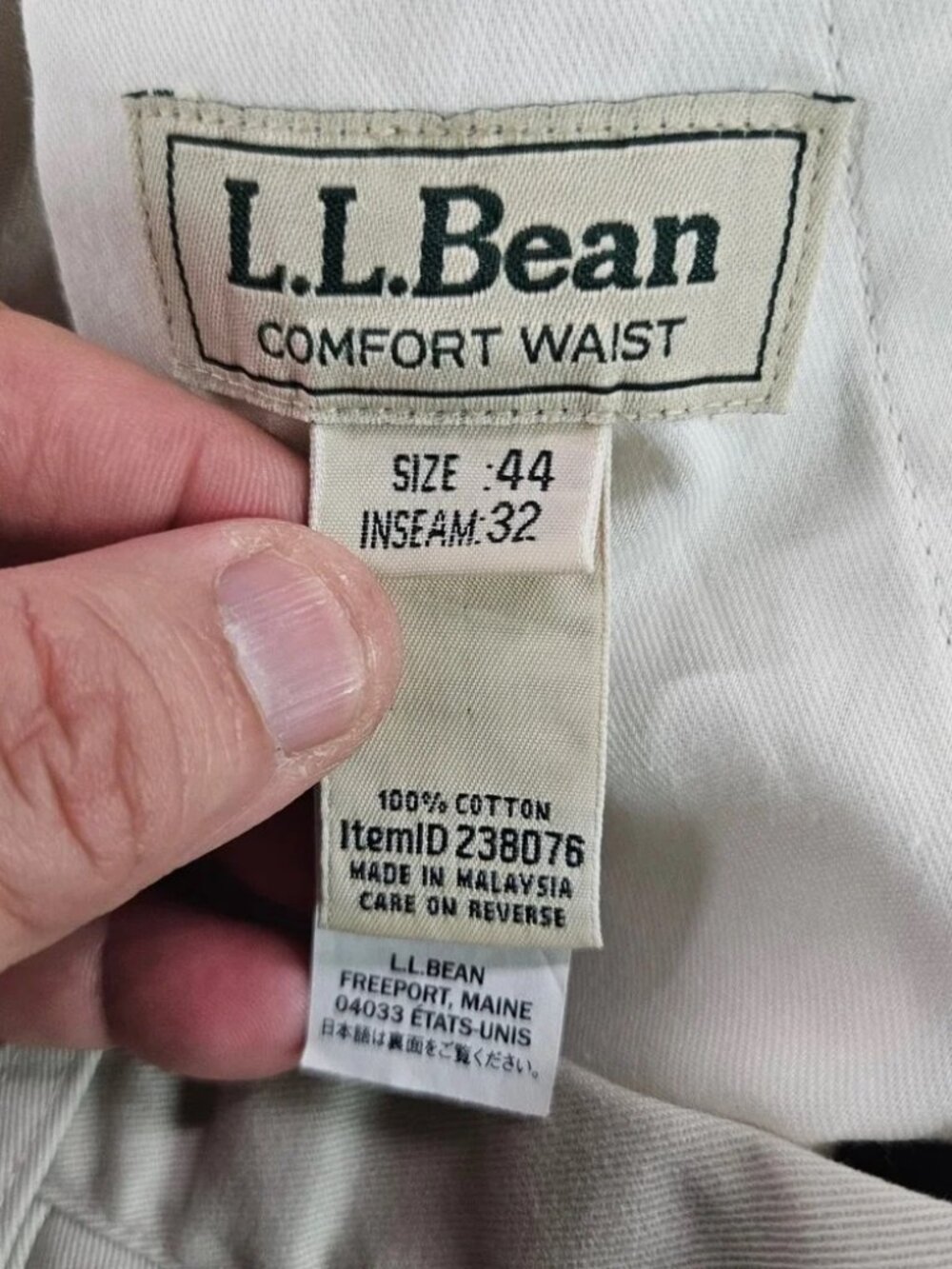 NWT Men's 44 LIGHT BEIGE L.L. Bean Chinos Pant - Inseam: 32" - Picture 4 of 8